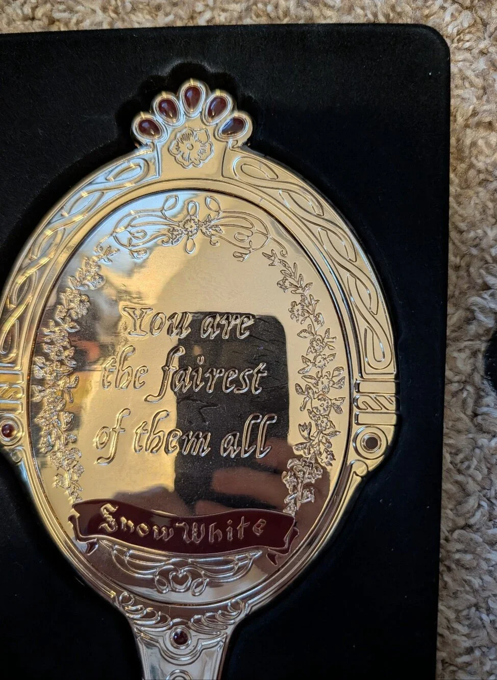 Besame cosmetics Disney Snow White Gold and Red Decorative Hand Mirror